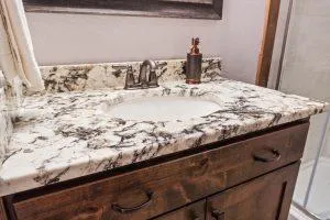 Bathroom with stone countertops