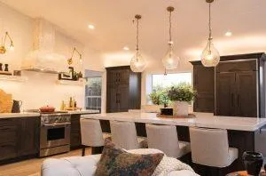 Kitchen with recessed lights