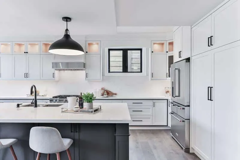 modern kitchen with countertops and cabinets