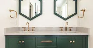 bathroom with quartz countertops
